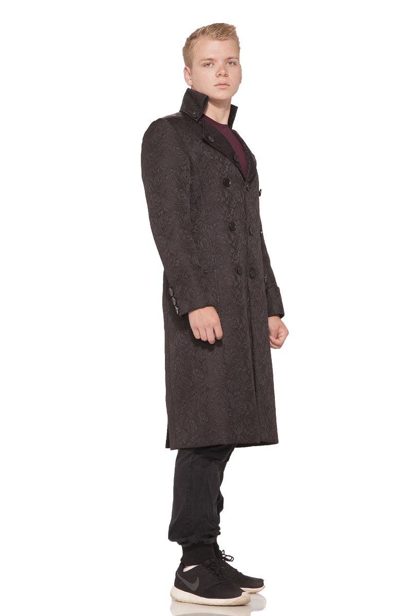 Black Brocade Mens Versailles Coat